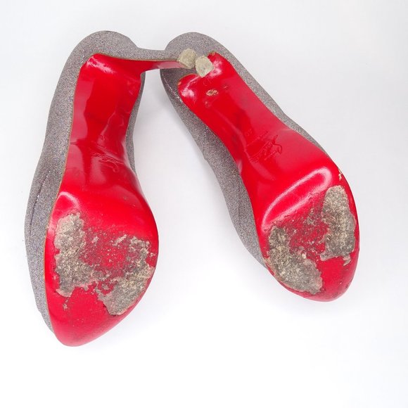 Chrisitian Louboutin Lady Peep 150 Glitter Pumps - Picture 10 of 15